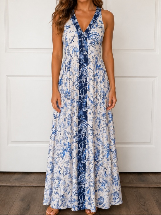Lilly Pulitzer Dresses & Skirts - Lilly Pulitzer Carmilla Sleeveless Jersey Maxi Dress Resort White Blue Size 10